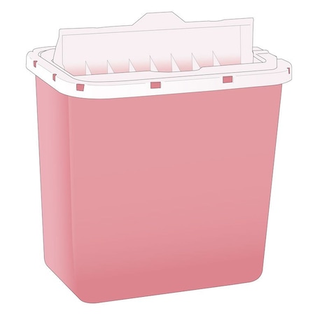 Sharps Container, 2 Gallons, Locking Top Flap, Polypropylene, 6 Per Pack